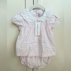 Janie and Jack Pink Baby Gingham with Eyelet Collar